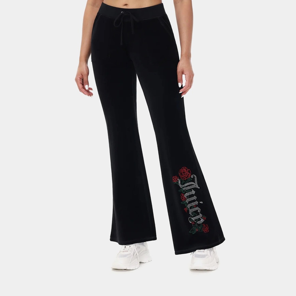 Juicy Couture Black Flare Pants High-Waisted Stretch